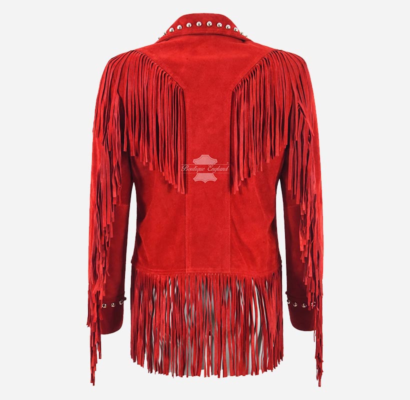 Western Flair Women's Suede Fringes and Studs Cropped Blazer Jacket