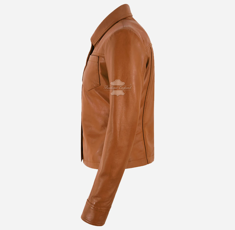 LYNLEE Women’s Button Up Collared Leather Jacket