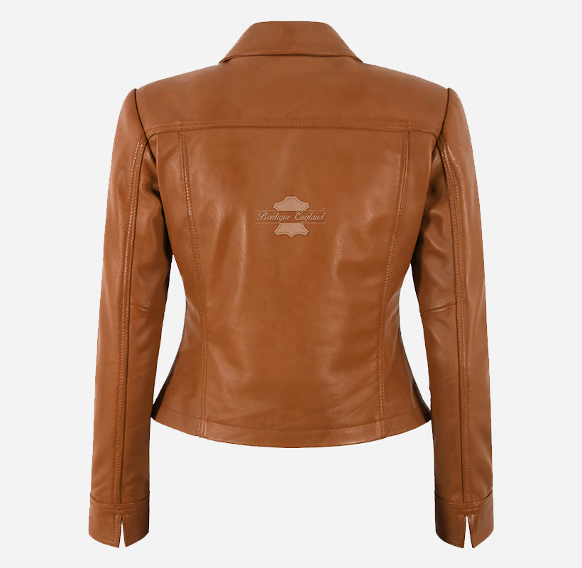 LYNLEE Women’s Button Up Collared Leather Jacket
