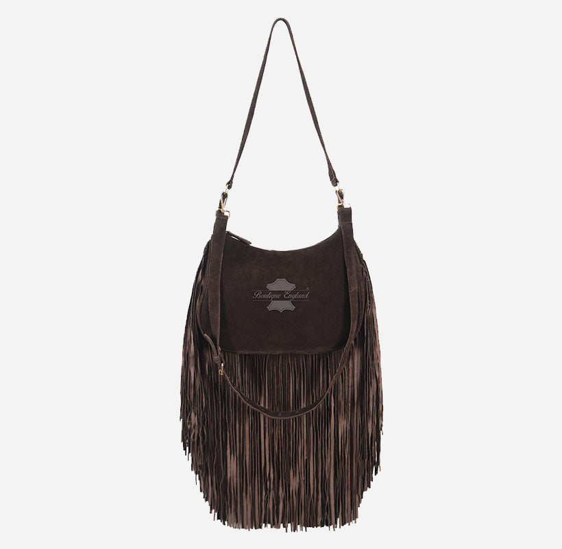 Women’s Boho Fringe Suede Shoulder Bag Crossbody Bag