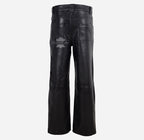 Women's High Waist Wide Leg Leather Pants in Black