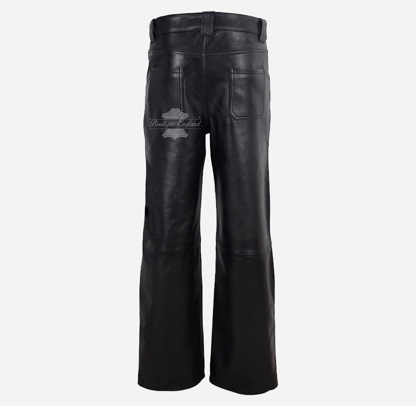 Women's High Waist Wide Leg Leather Pants in Black
