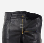 Women's High Waist Wide Leg Leather Pants in Black