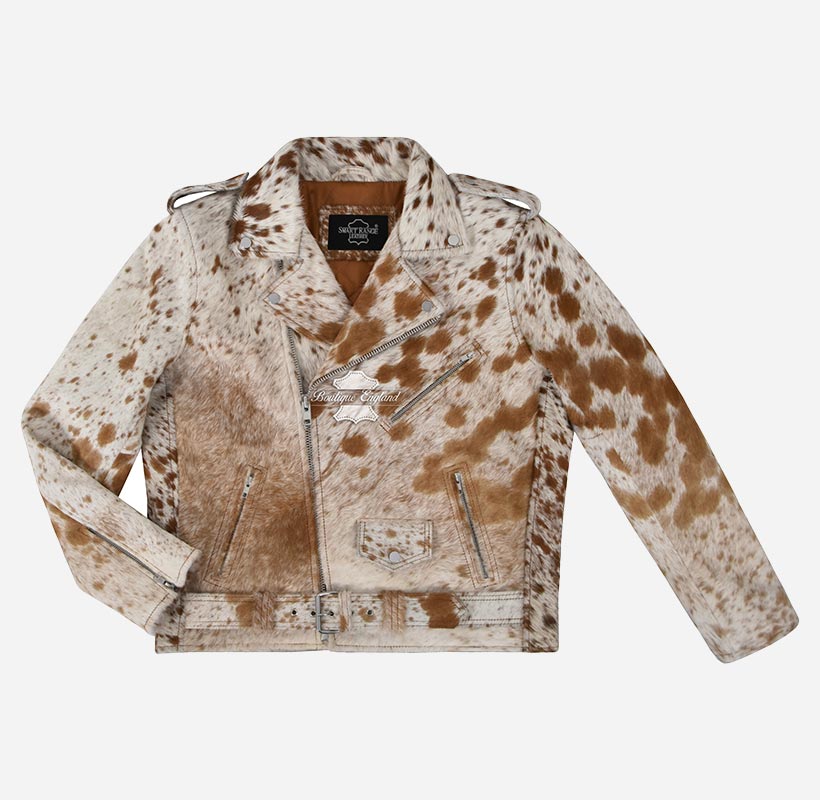 QUAZA Men's Cowhide Leather Fur Jacket Tan