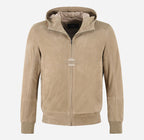 OAKLEN Men’s Premium Goat Suede Hooded Bomber Jacket