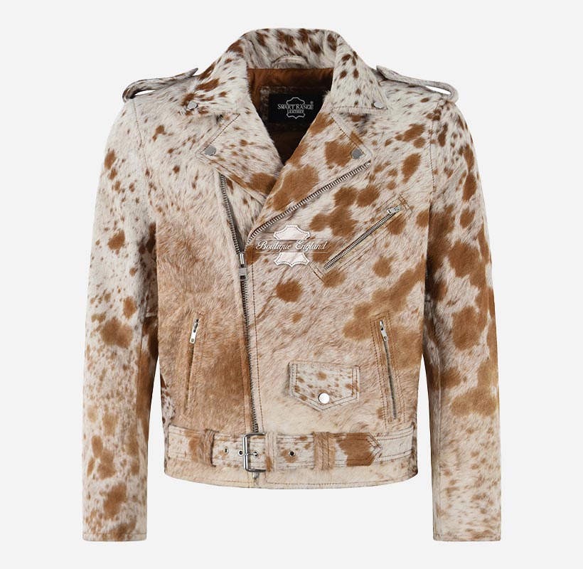 QUAZA Men's Cowhide Leather Fur Jacket Tan