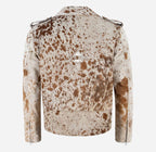 QUAZA Men's Cowhide Leather Fur Jacket Tan