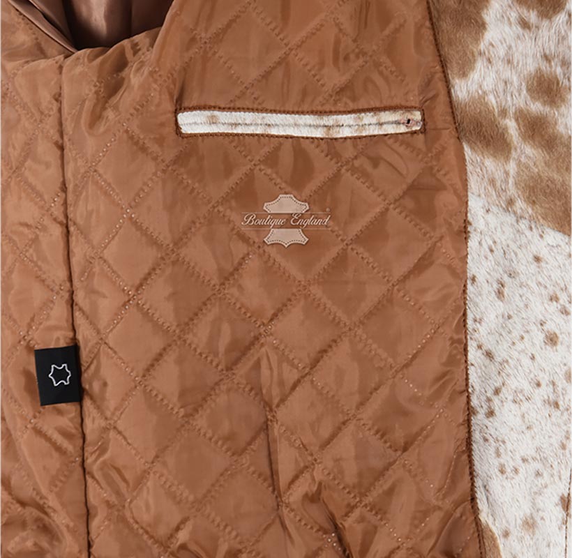 QUAZA Men's Cowhide Leather Fur Jacket Tan