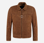 JASPER Men’s Goat Suede Leather Collared Jacket