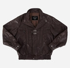 WINSDOR Men's Leather Bomber Jacket Brown Regular Fit
