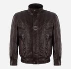WINSDOR Men's Leather Bomber Jacket Brown Regular Fit