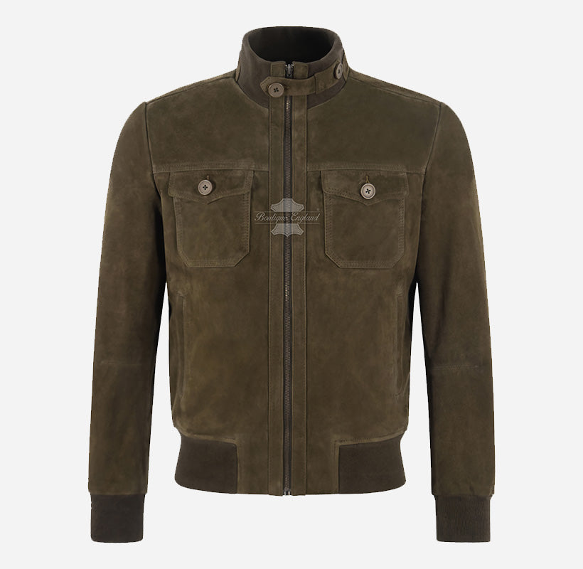 BYRD Men’s Premium Goat Suede Utility Bomber Jacket