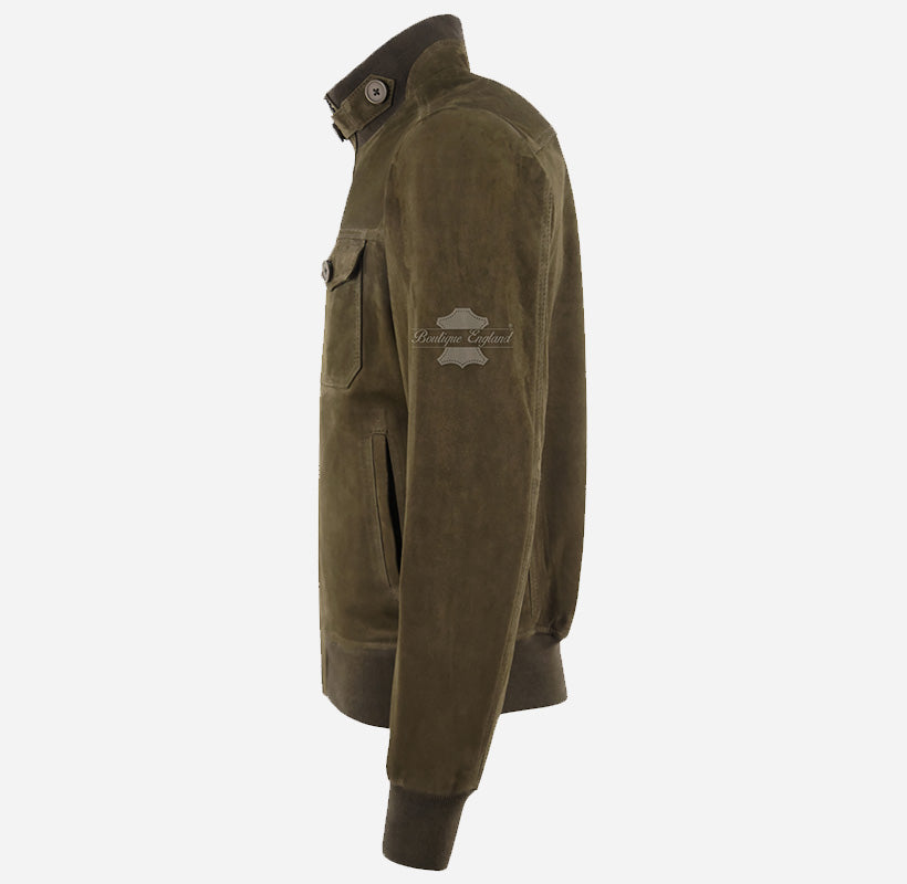 BYRD Men’s Premium Goat Suede Utility Bomber Jacket