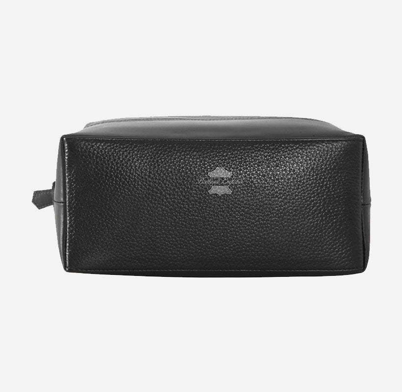 Large Leather Toiletry Bag Black