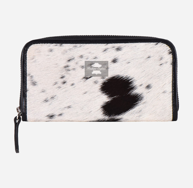 Women's Hair on Hide Leather Clutch Wallet Purse