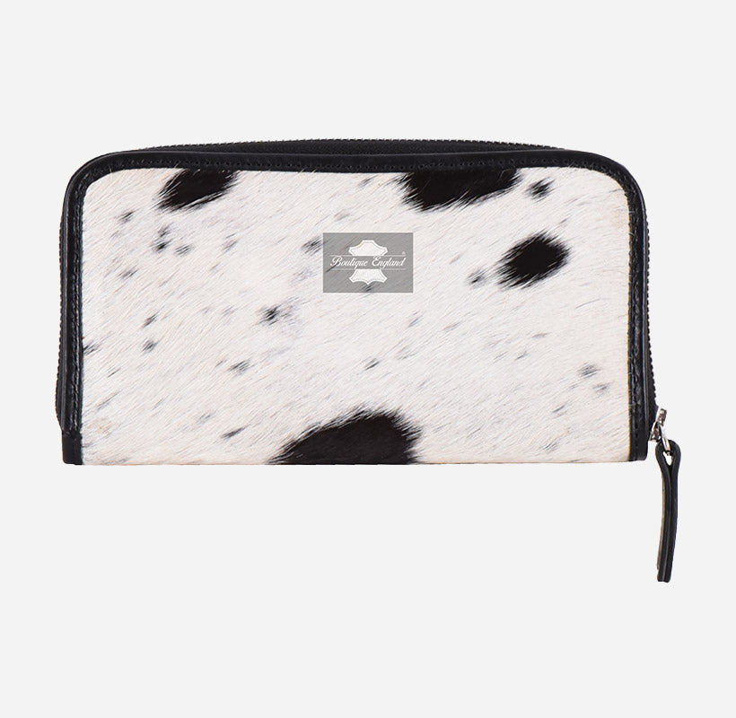 Women's Hair on Hide Leather Clutch Wallet Purse