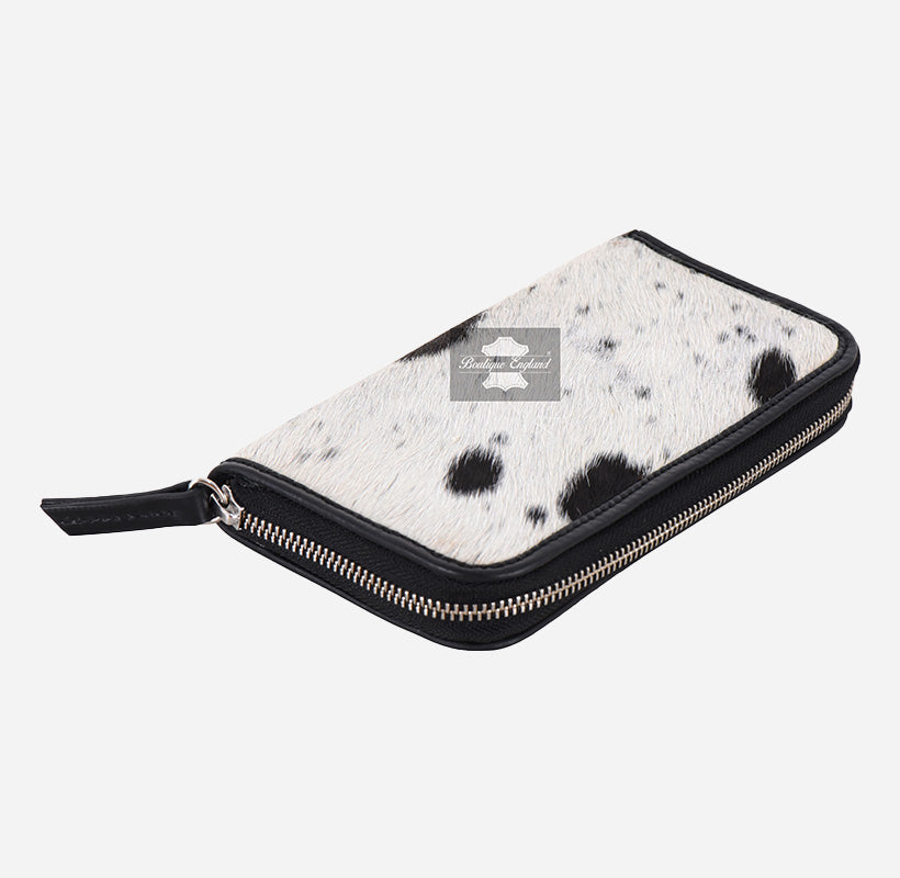 Women's Hair on Hide Leather Clutch Wallet Purse