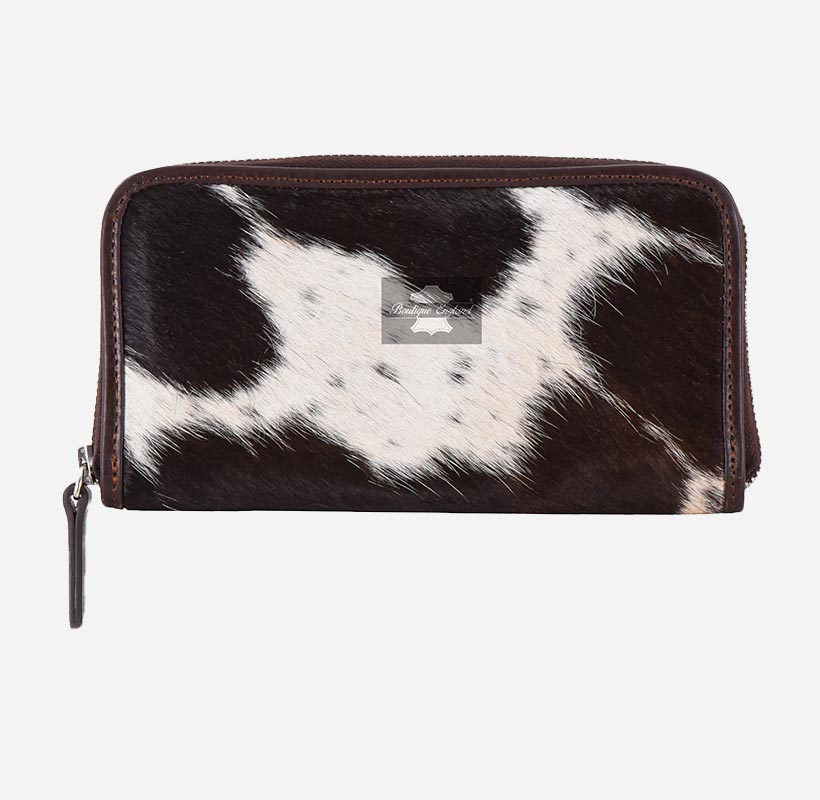 Women's Hair on Hide Leather Clutch Wallet Purse