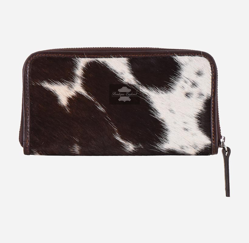 Women's Hair on Hide Leather Clutch Wallet Purse
