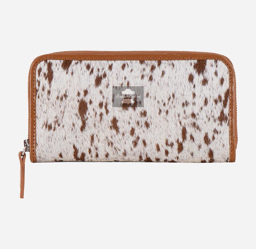 Women's Hair on Hide Leather Clutch Wallet Purse