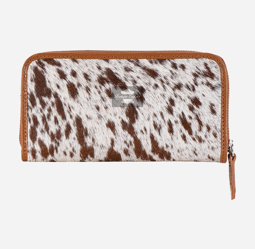 Women's Hair on Hide Leather Clutch Wallet Purse