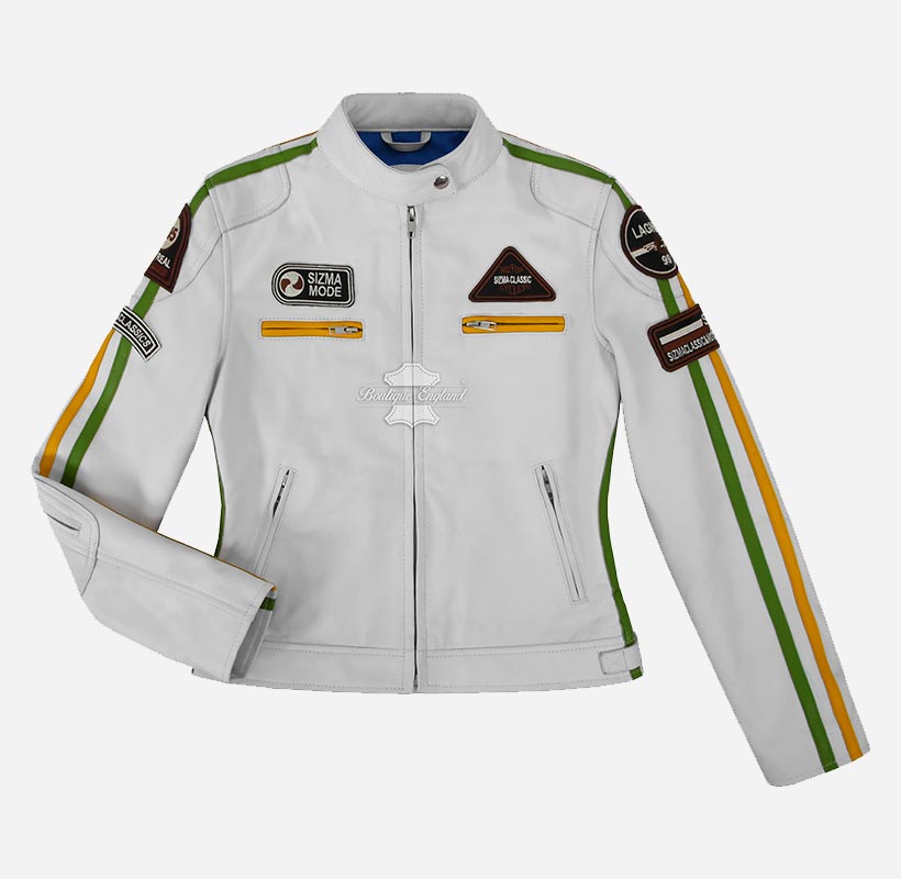 SIZMA Mode Women Leather Biker Jacket Racer Style Jacket