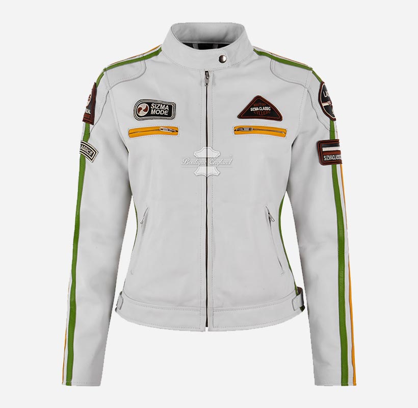 SIZMA Mode Women Leather Biker Jacket Racer Style Jacket