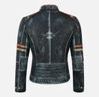 VINTAGE VIXEN Ladies Distressed Café Racer Leather Biker Jacket