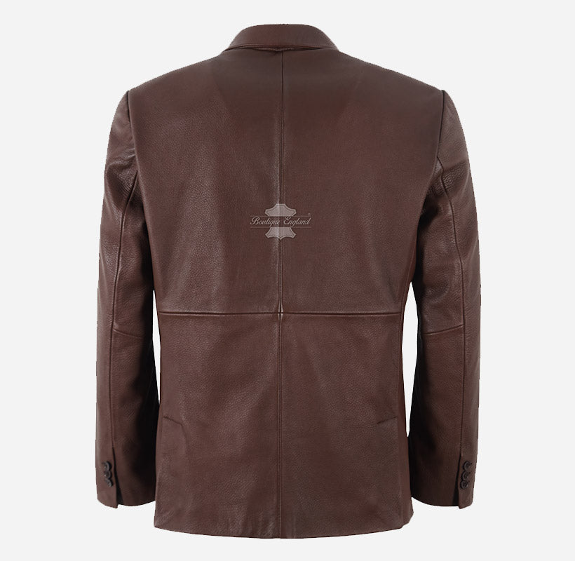 MILANO Men’s Bubble Grain 2 Button Leather Blazer Jacket