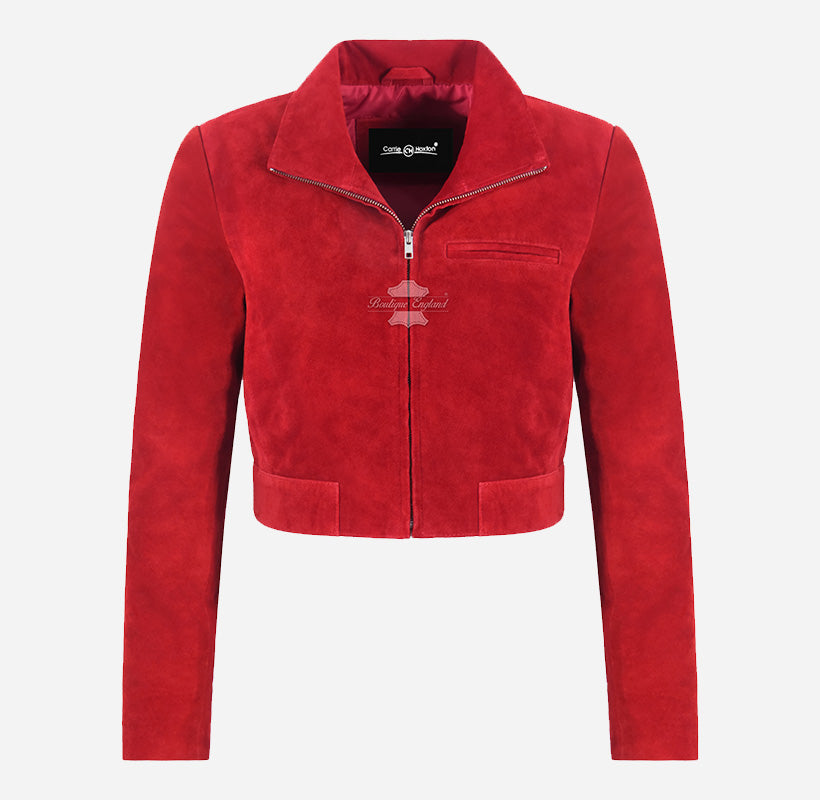 ADREA Women’s Red Cropped Suede Jacket