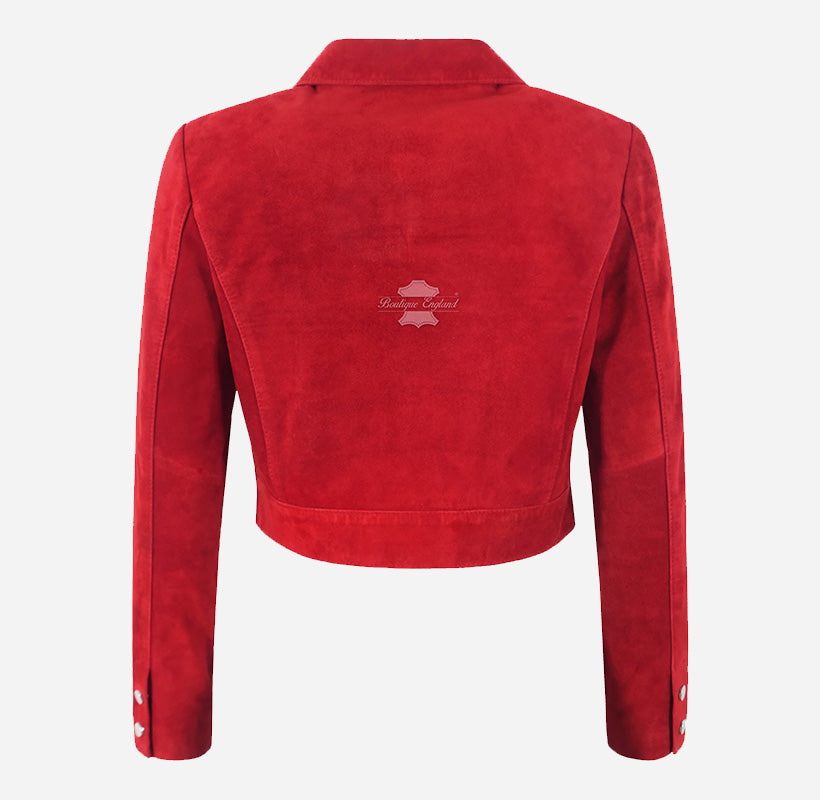 ADREA Women’s Red Cropped Suede Jacket