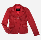 ISADORA Women's Double Breasted Bubble Leather Blazer Coat