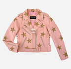 BRANDO STAR Women's Biker Leather Jacket with Stars