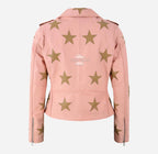 BRANDO STAR Women's Biker Leather Jacket with Stars