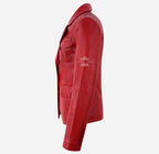 ISADORA Women's Double Breasted Bubble Leather Blazer Coat
