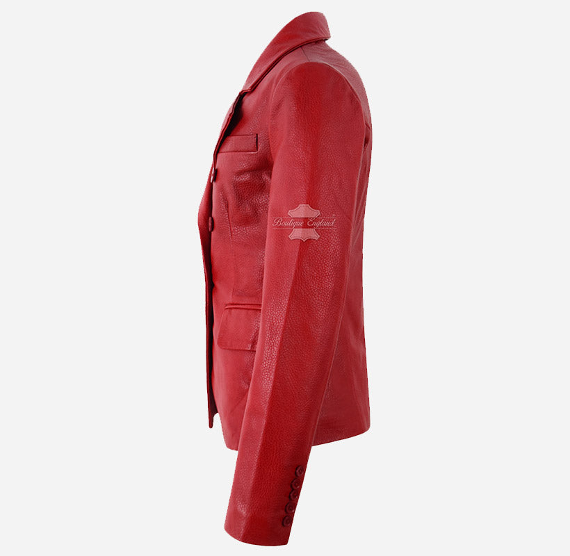 ISADORA Women's Double Breasted Bubble Leather Blazer Coat