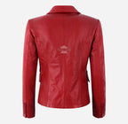 ISADORA Women's Double Breasted Bubble Leather Blazer Coat