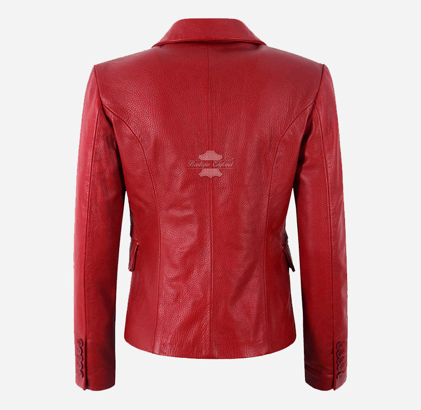ISADORA Women's Double Breasted Bubble Leather Blazer Coat