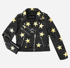 BRANDO STAR Women's Biker Leather Jacket with Stars