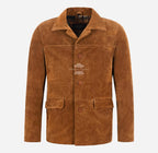 BRANT Men Box Leather Jacket Classic Regular Fit Suede Blazer