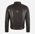 RASHFORD Men's Dark Brown Trucker Leather Jacket