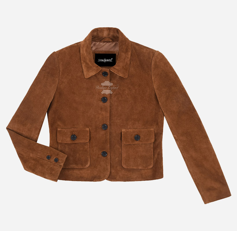 BIRCH Women’s Button Down Suede Blazer Jacket