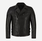 CADEN Vegetable Tanned Men's Leather Biker Jacket Black