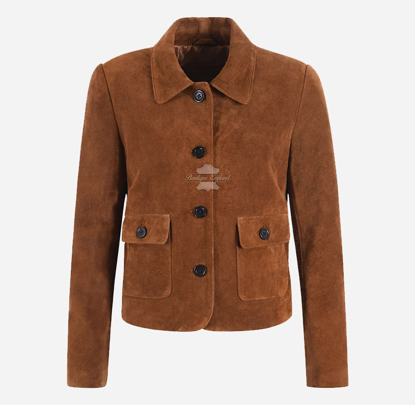 BIRCH Women’s Button Down Suede Blazer Jacket