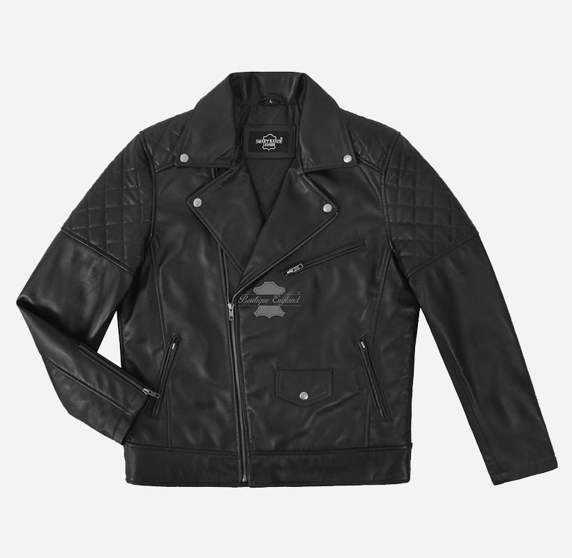 BRIDLETON Men's Biker Leather Jacket Brando Style Without Belt