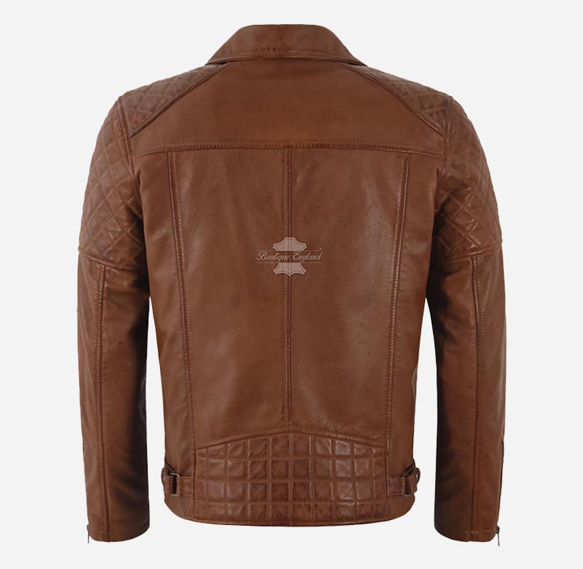 BRIDLETON Men's Biker Leather Jacket Brando Style Without Belt
