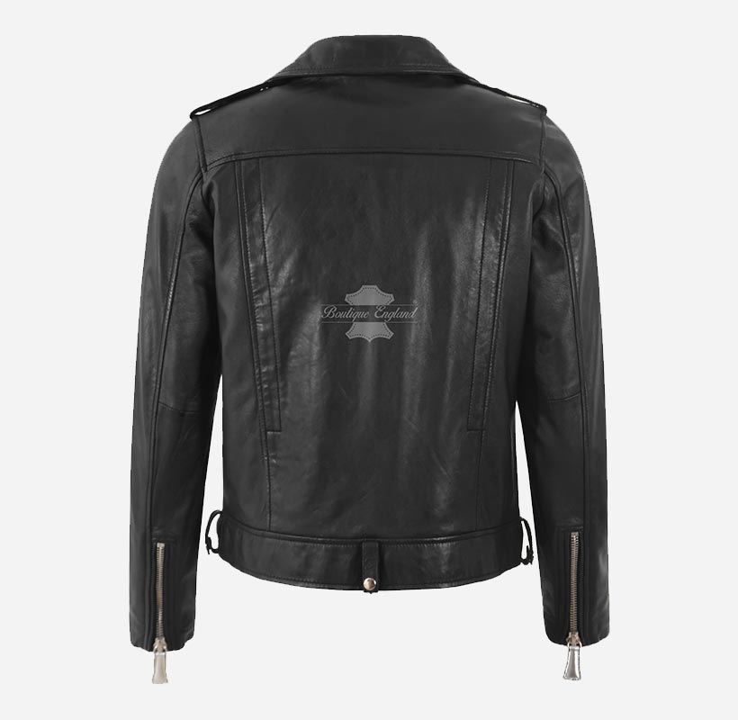 LAUREL Women Biker Style Leather Jacket Black
