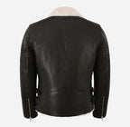 ZACHARY Men's Side Zip Biker Sheepskin Pilot Jacket