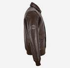 REIGNWOOD Men's Leather Bomber Jacket Brown Leather Bomber