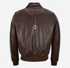REIGNWOOD Men's Leather Bomber Jacket Brown Leather Bomber